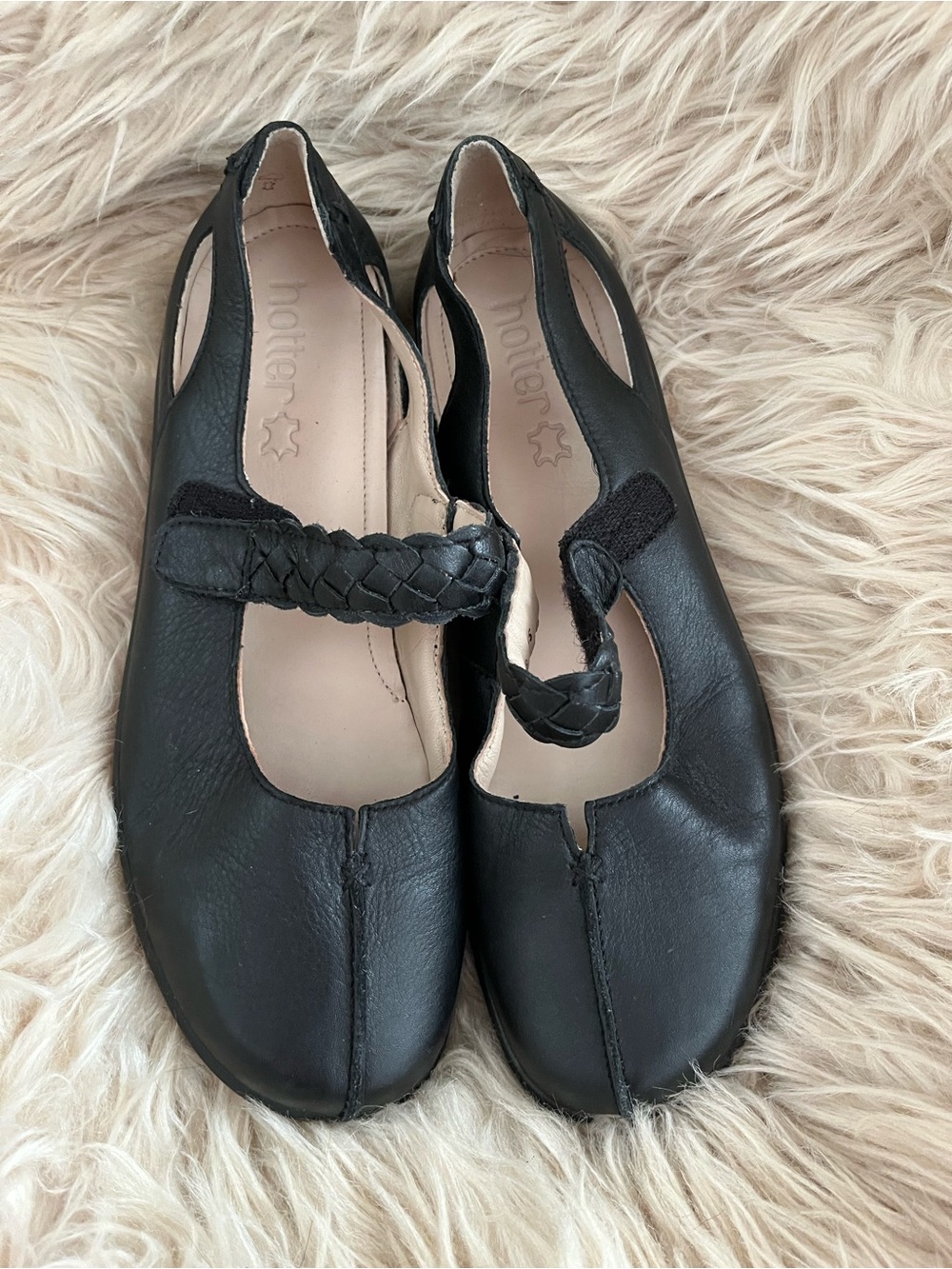 Hotter Shake Comfort concept Leather Black butter soft mary jane shoes Sz 11